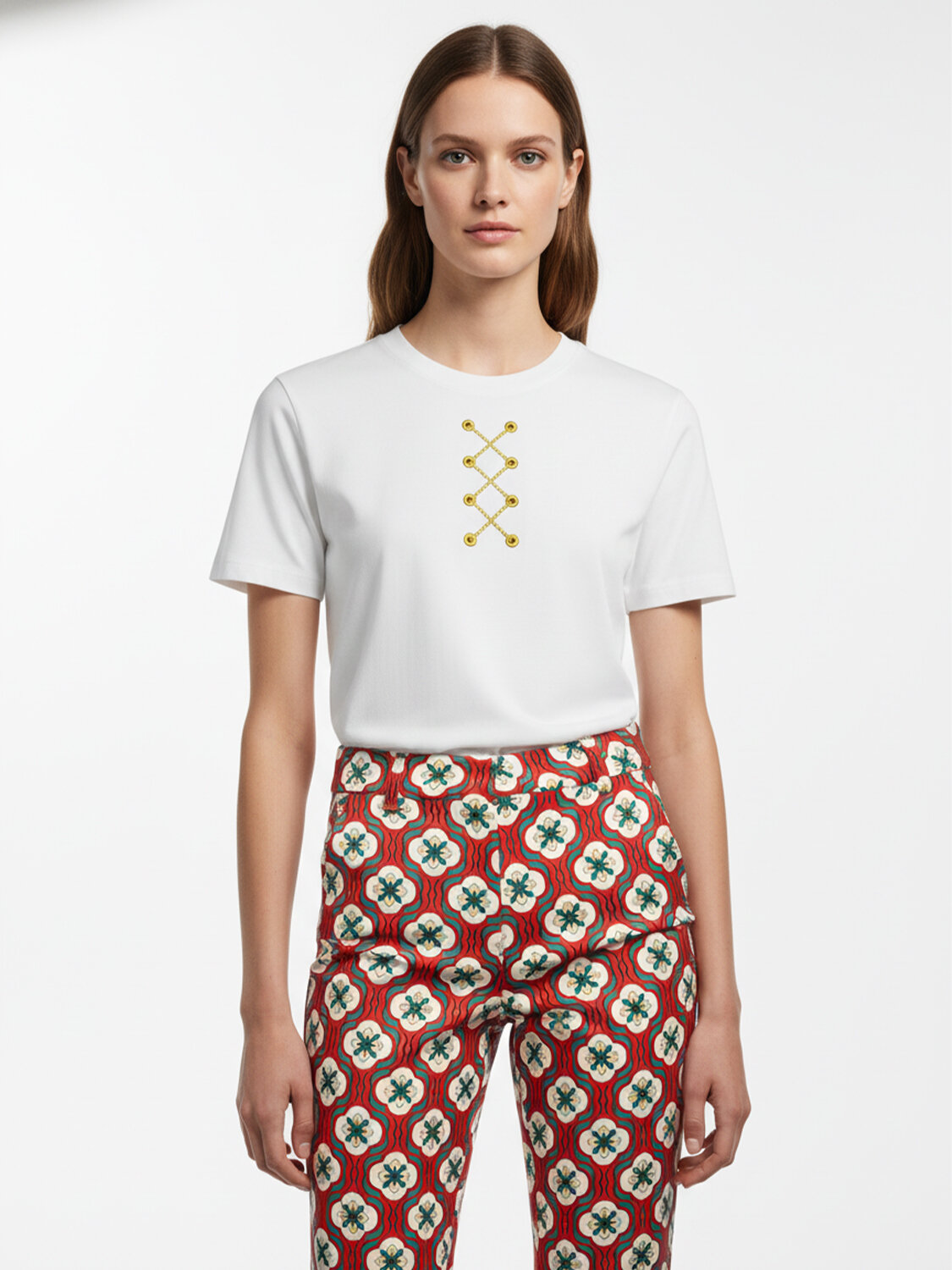 Beyaz Pamuk Dokulu Regular Fit Tişört