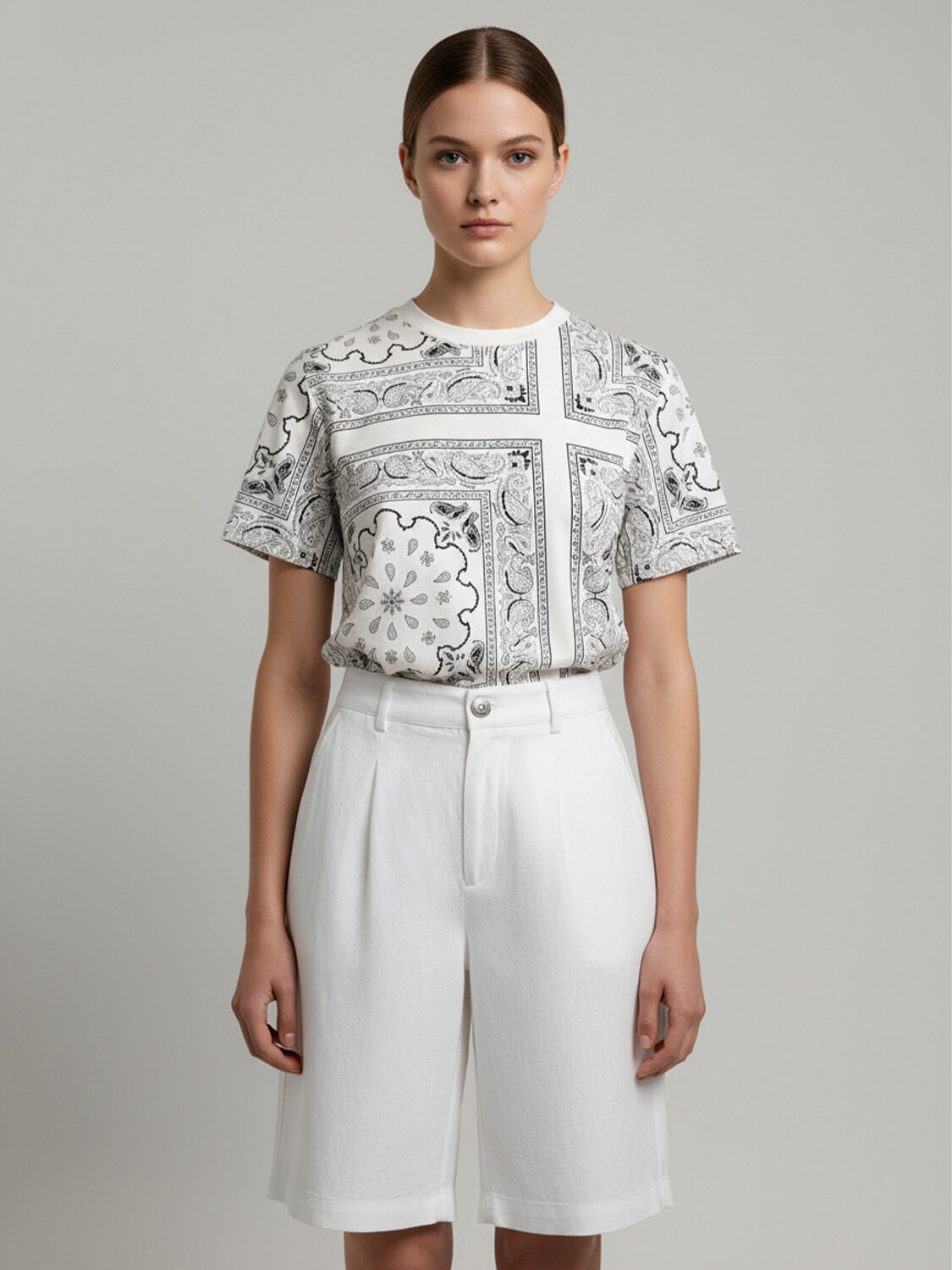 Beyaz Pamuk Dokulu Regular Fit Tişört