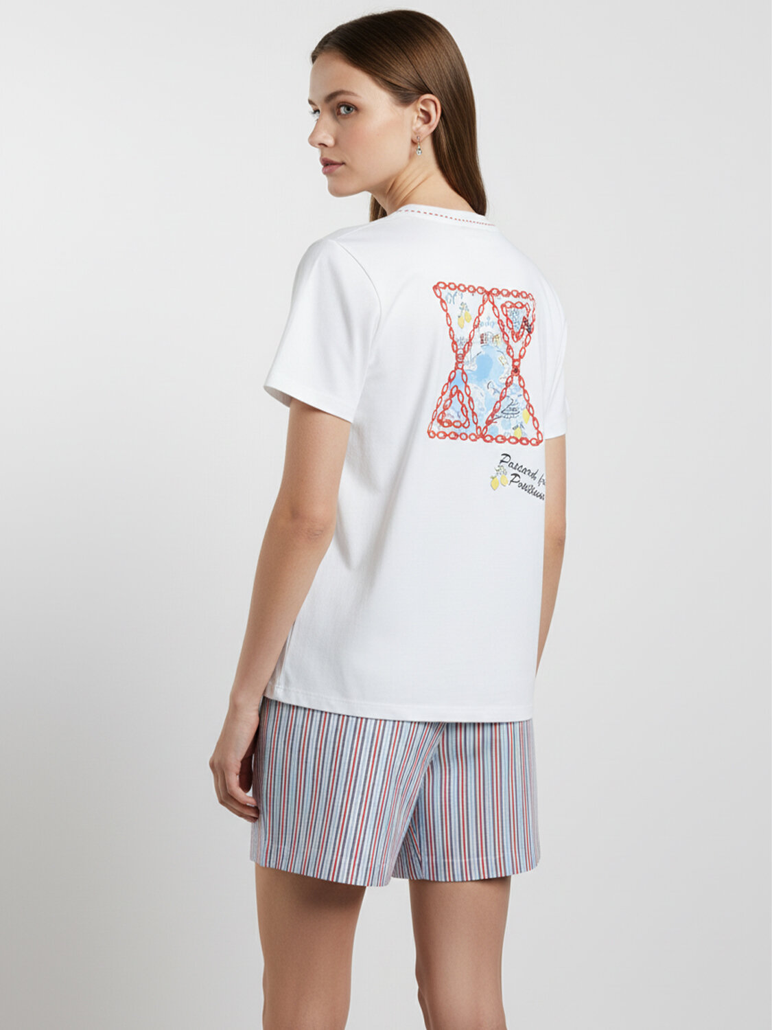 Beyaz Pamuk Dokulu Regular Fit Tişört - 5