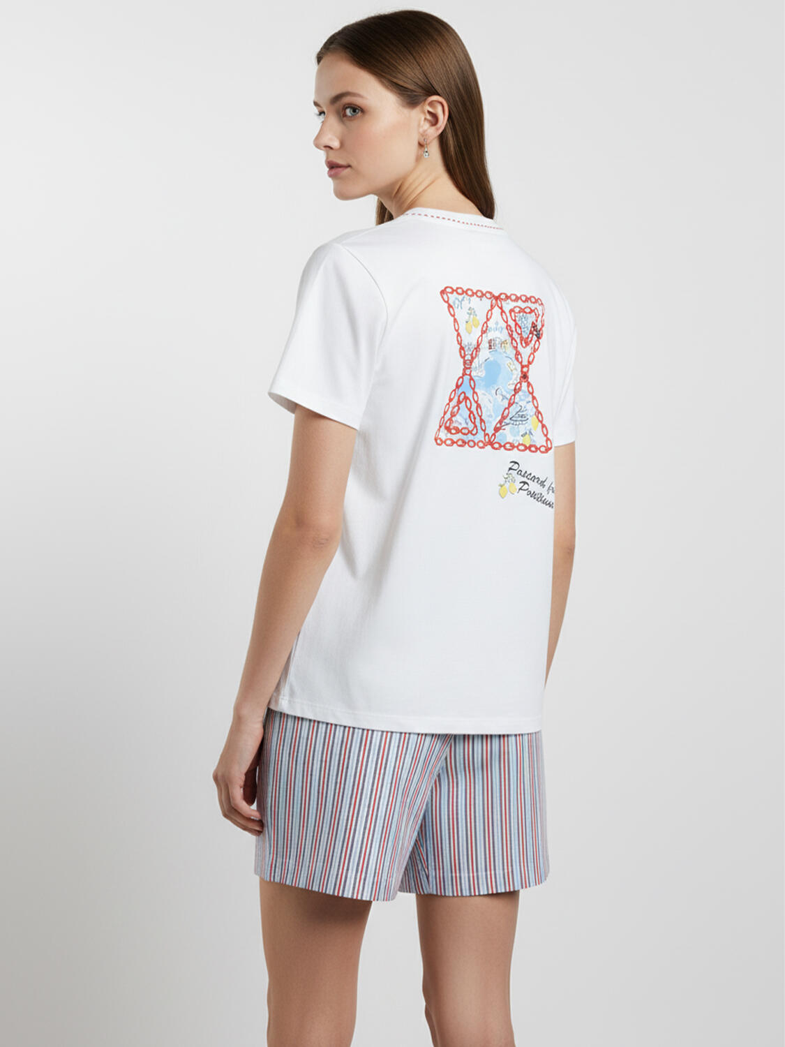 Beyaz Pamuk Dokulu Regular Fit Tişört - 5