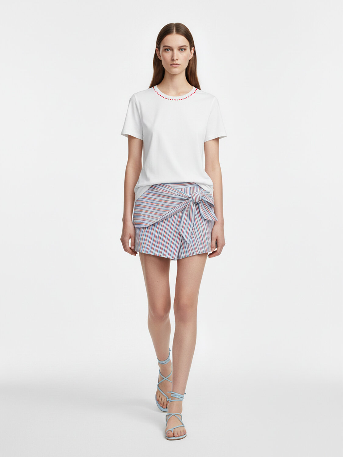 Beyaz Pamuk Dokulu Regular Fit Tişört - 2