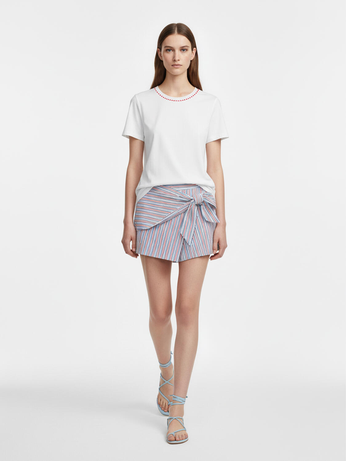 Beyaz Pamuk Dokulu Regular Fit Tişört - 2