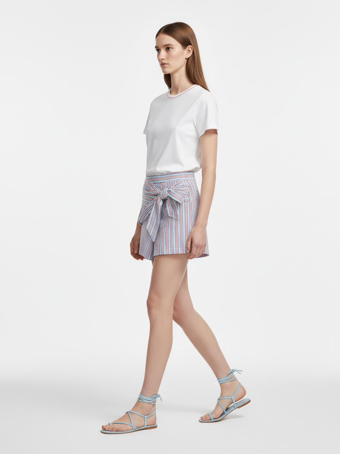 Beyaz Pamuk Dokulu Regular Fit Tişört - 4