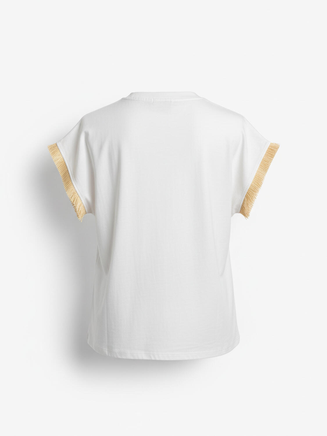 Beyaz Pamuk Dokulu Regular Fit Tişört - 4