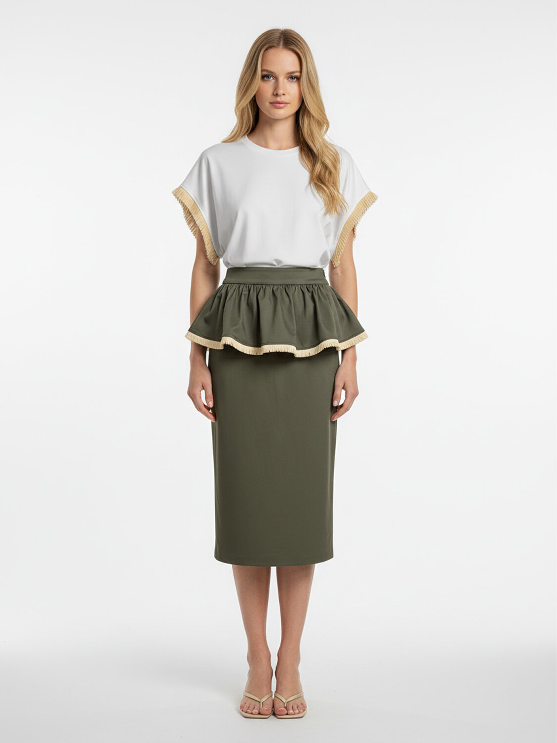 Beyaz Pamuk Dokulu Regular Fit Tişört (1)