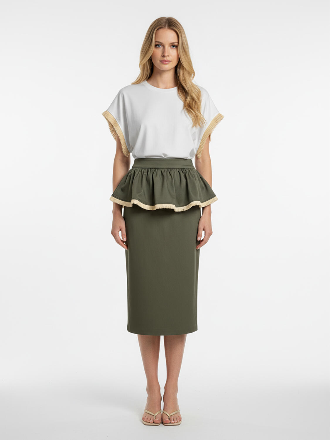 Beyaz Pamuk Dokulu Regular Fit Tişört - 2