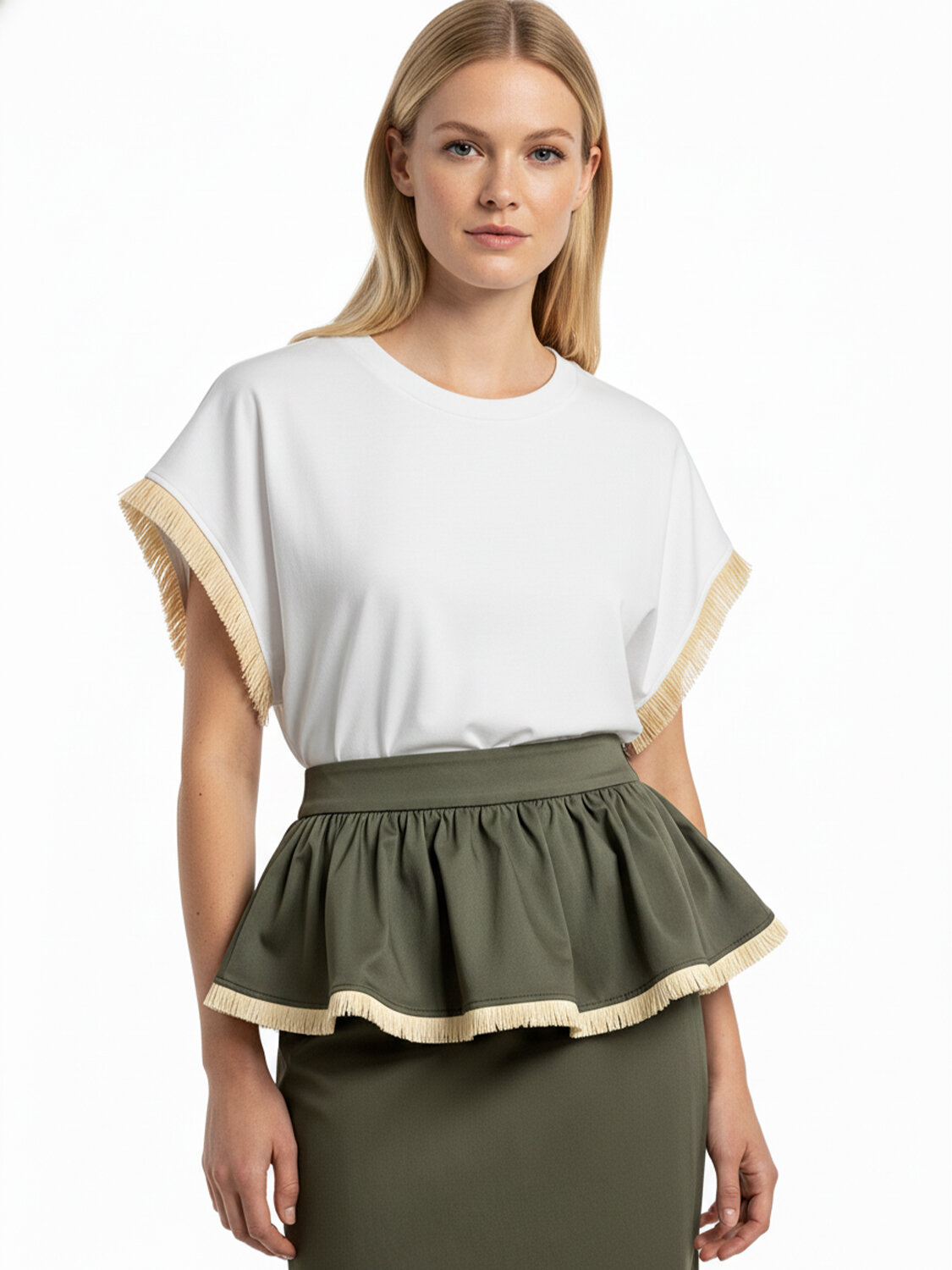 Beyaz Pamuk Dokulu Regular Fit Tişört