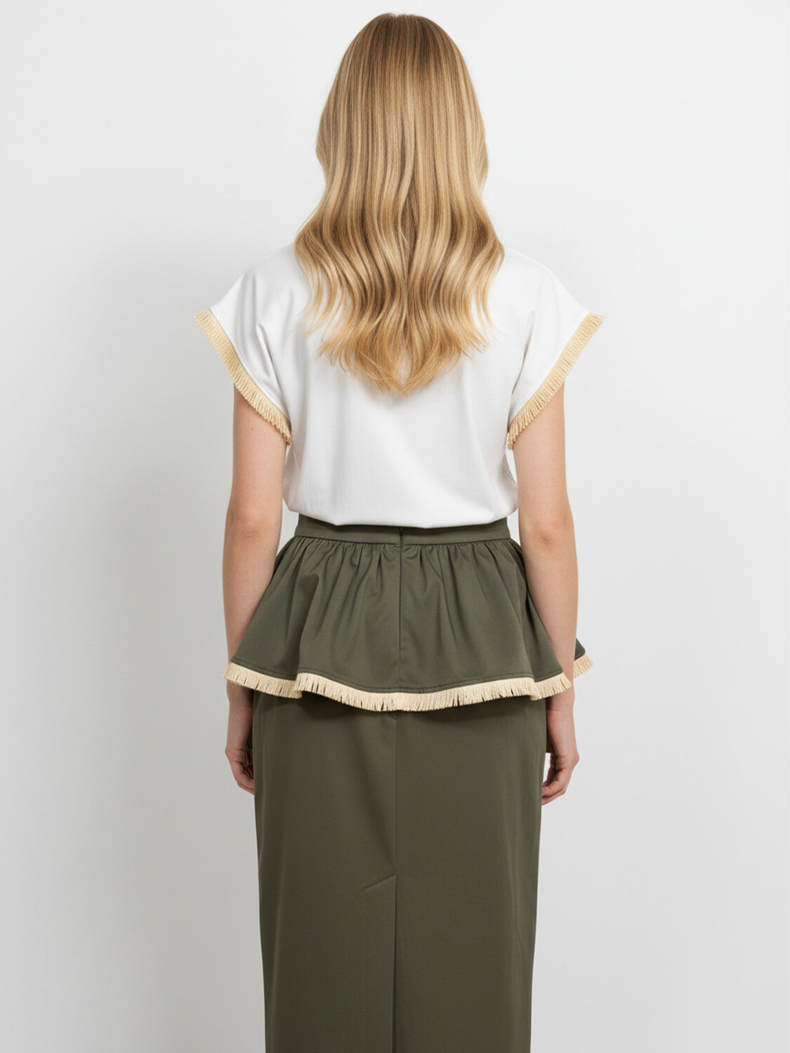 Beyaz Pamuk Dokulu Regular Fit Tişört - 3