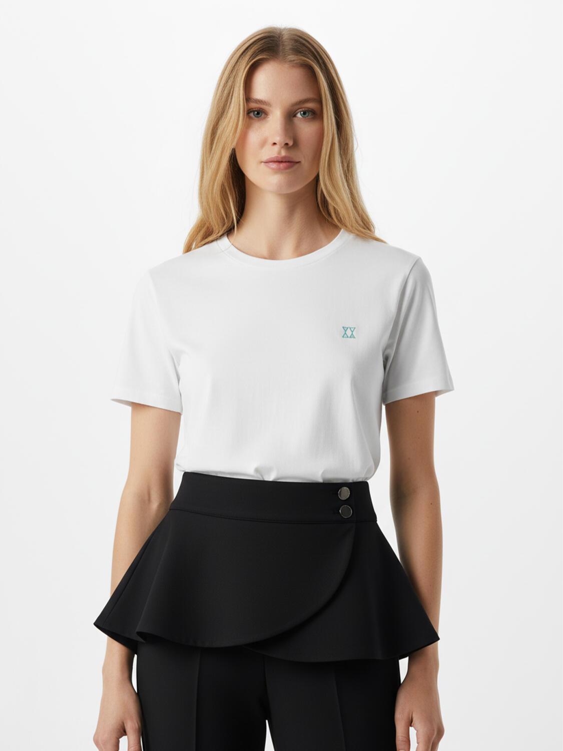 Beyaz Pamuk Dokulu Regular Fit Tişört - 1