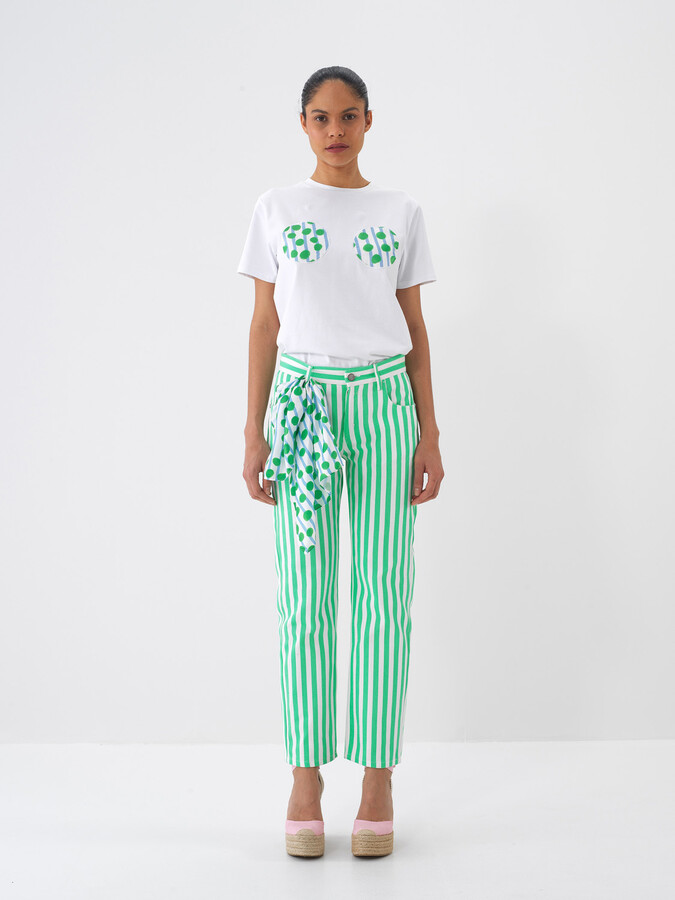 Beyaz Pamuk Dokulu Regular Fit Tişört (1)