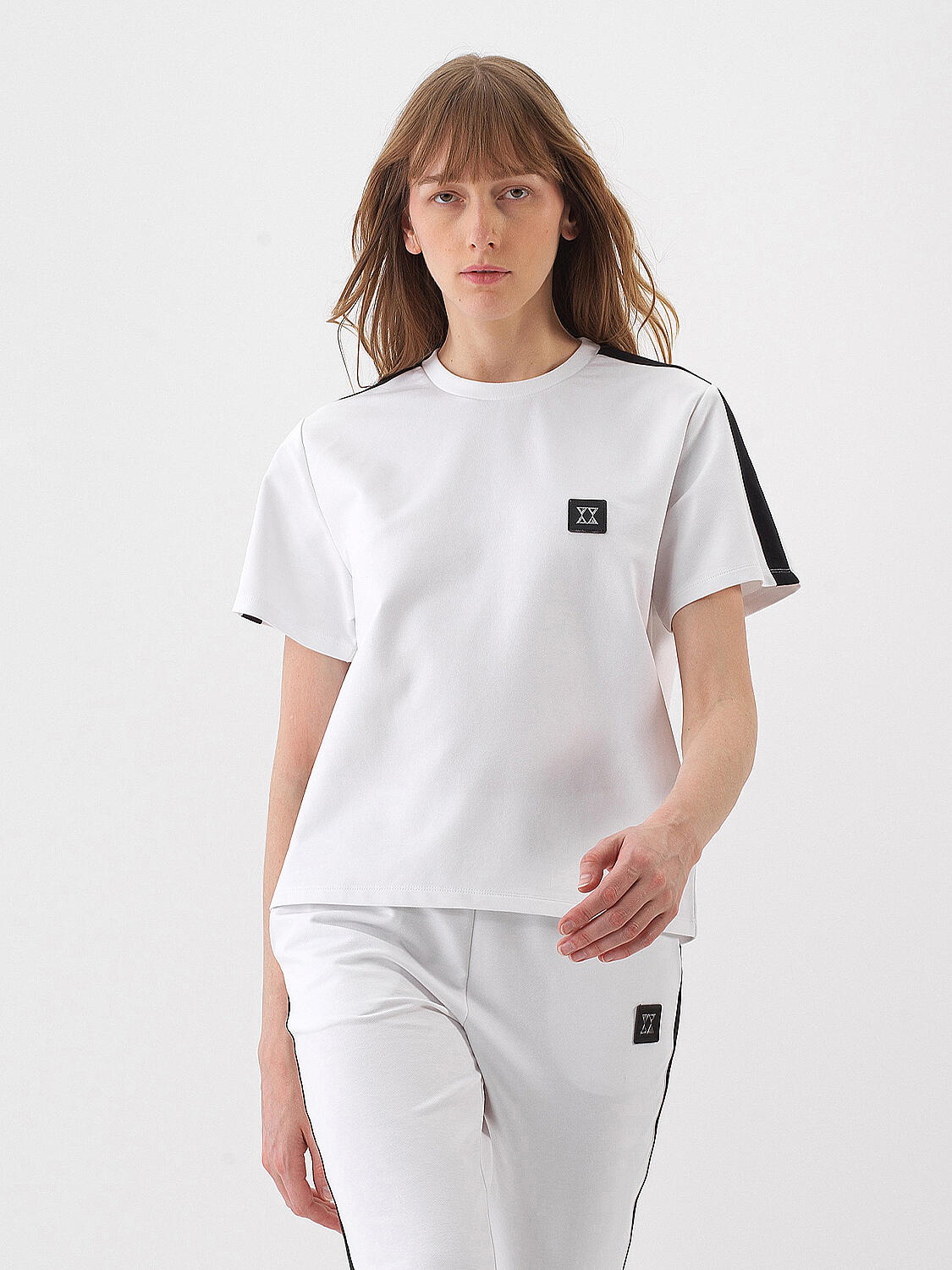 Beyaz Pamuk Dokulu Regular Fit Tişört - 1