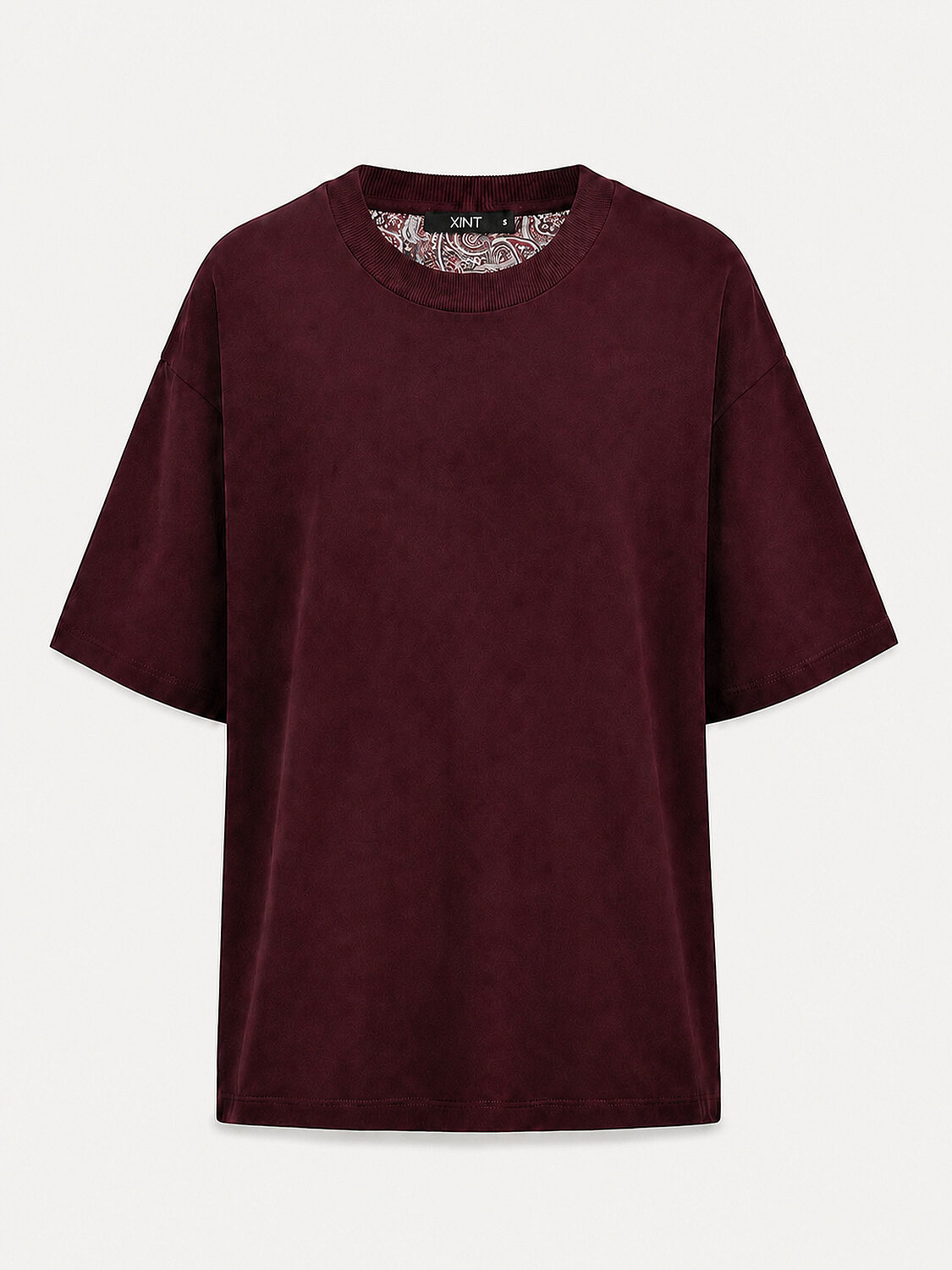 Bordo Pamuk Dokulu Oversize Tişört - 6