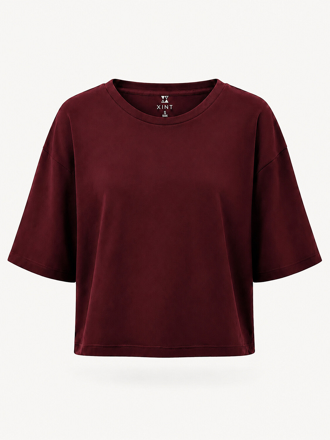 Bordo Pamuk Dokulu Oversize Tişört - 6