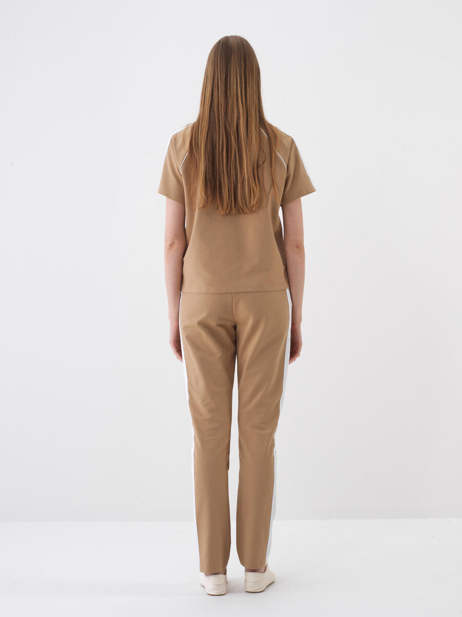 Camel Pamuk Dokulu Regular Fit Tişört - 5