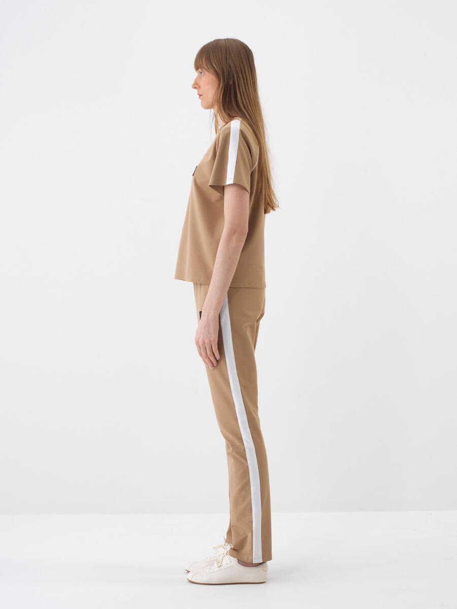 Camel Pamuk Dokulu Regular Fit Tişört - 3