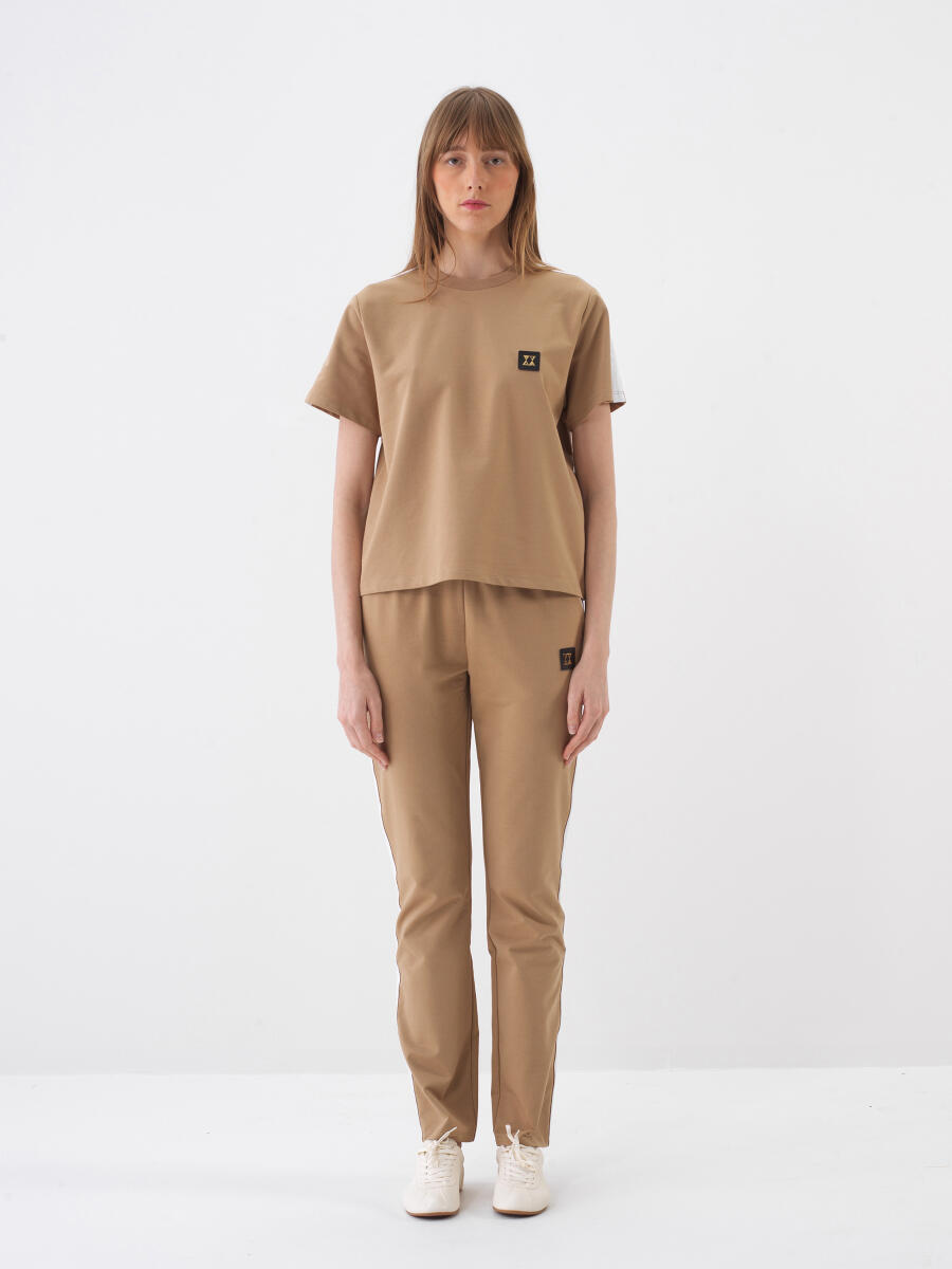Camel Pamuk Dokulu Regular Fit Tişört - 2