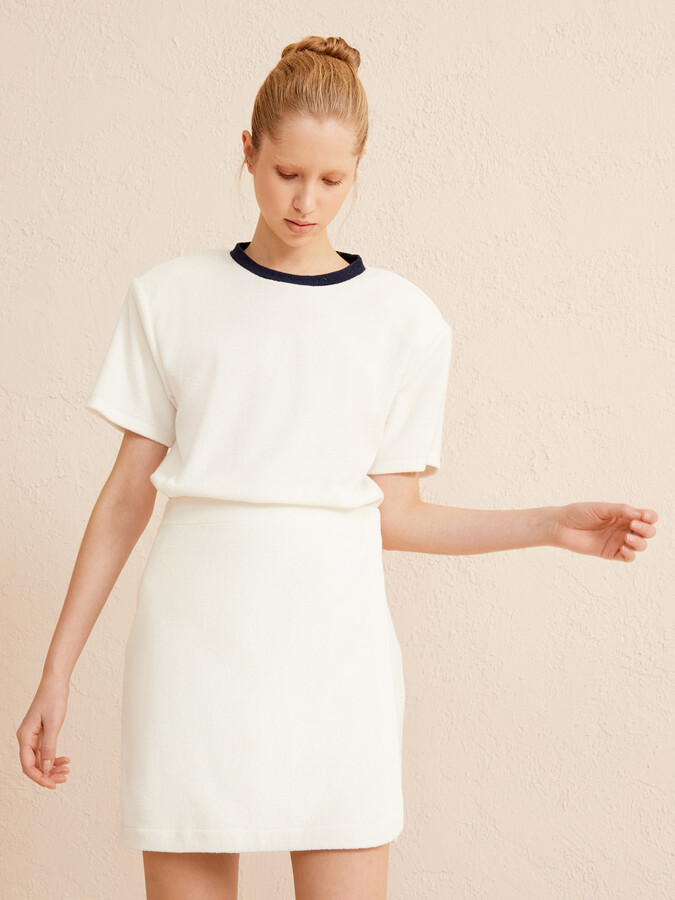 Ekru Oversize Pamuklu Havlu Tişört