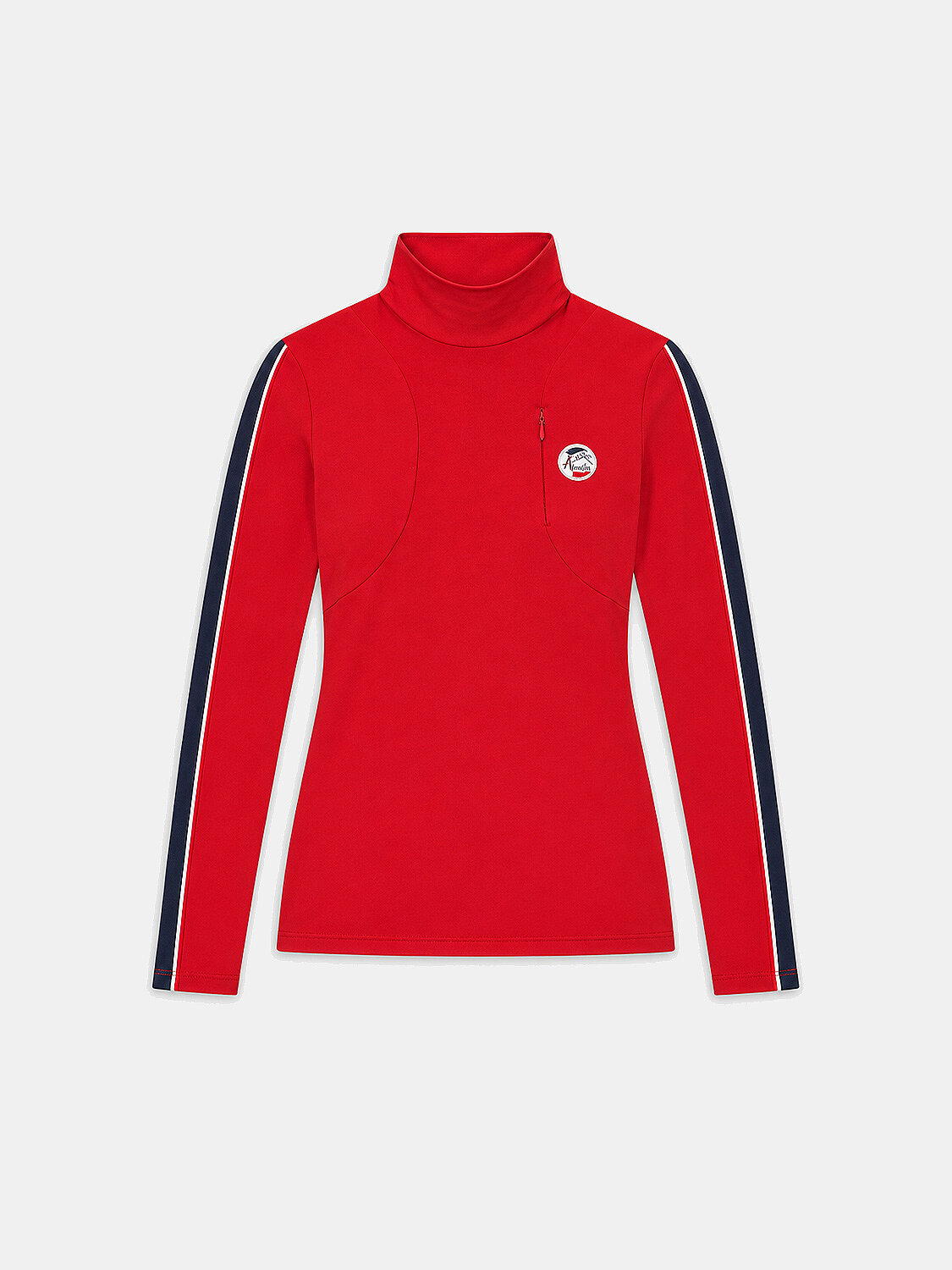 Kırmızı Slim Fit Dik Yaka Uzun Kol Tişört