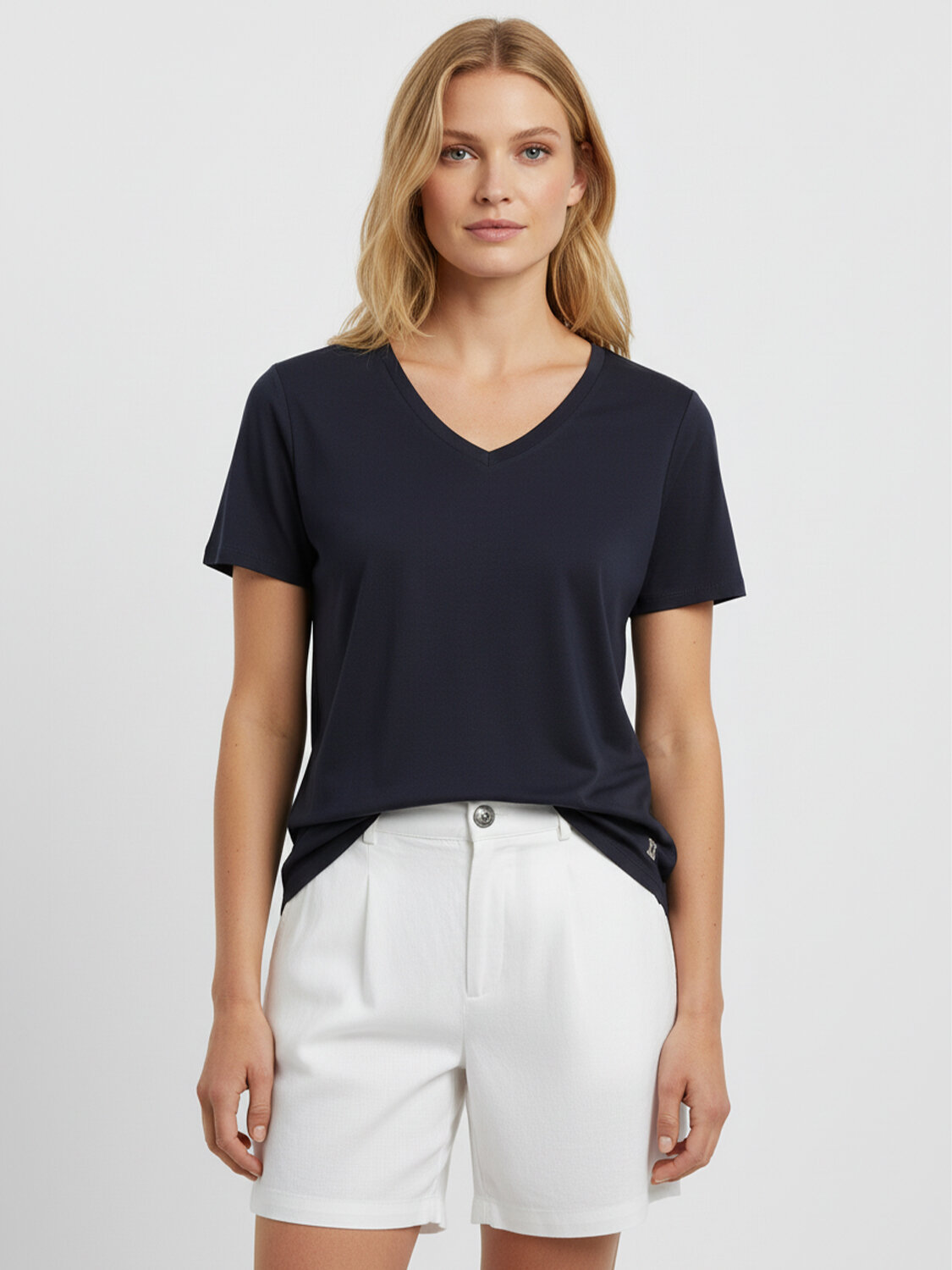 Lacivert Pamuk Dokulu Regular Fit Tişört