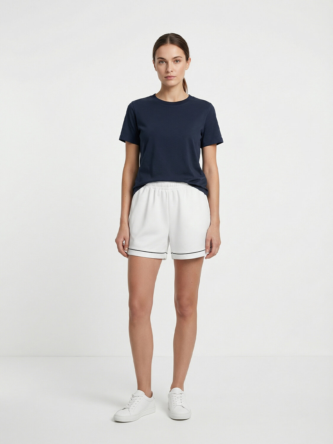 Lacivert Pamuk Dokulu Regular Fit Tişört (1)