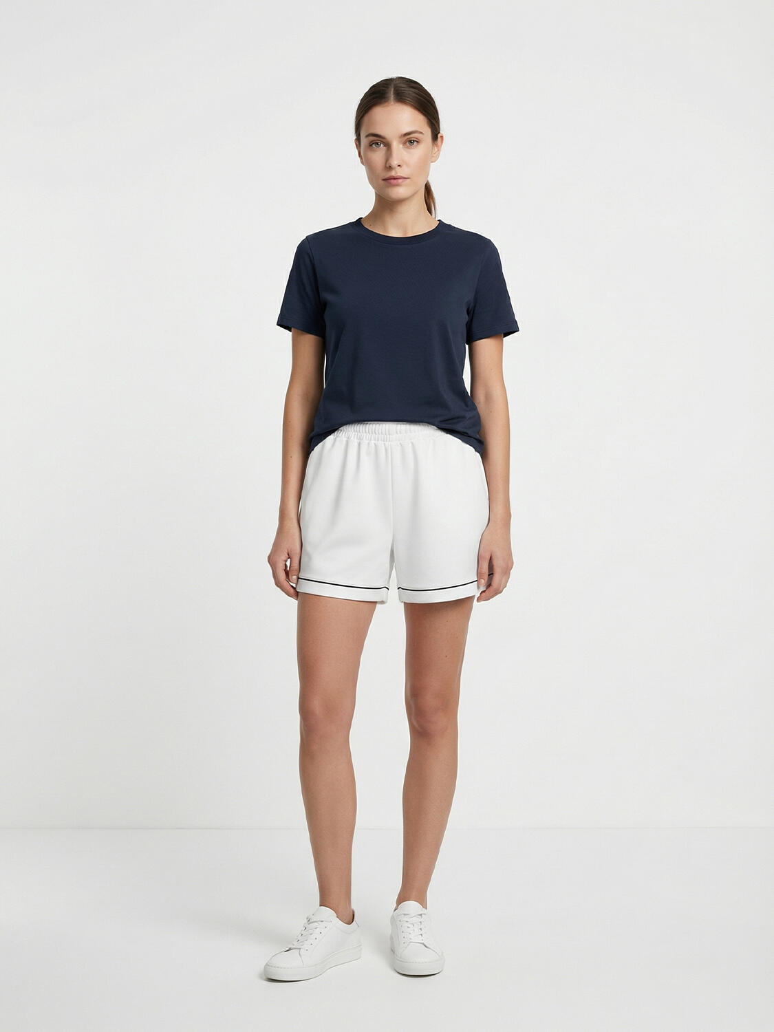 Lacivert Pamuk Dokulu Regular Fit Tişört - 2