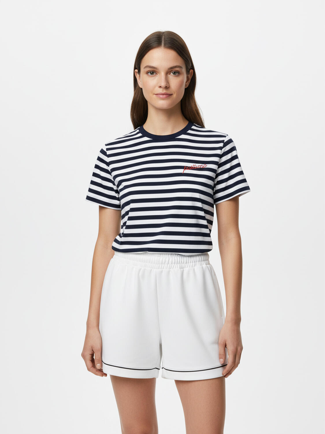 Lacivert Pamuk Dokulu Regular Fit Tişört - 1