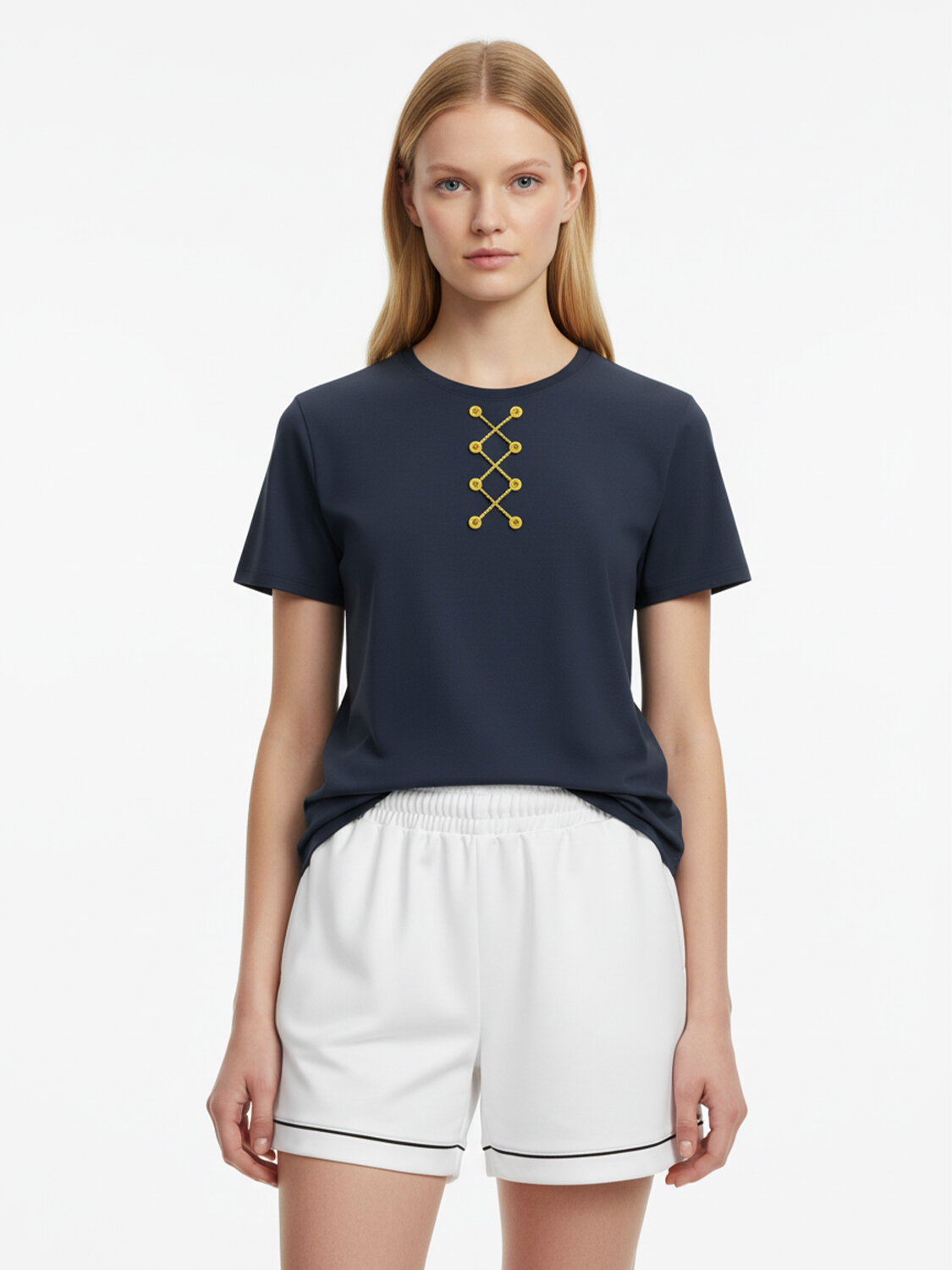 Lacivert Pamuk Dokulu Regular Fit Tişört