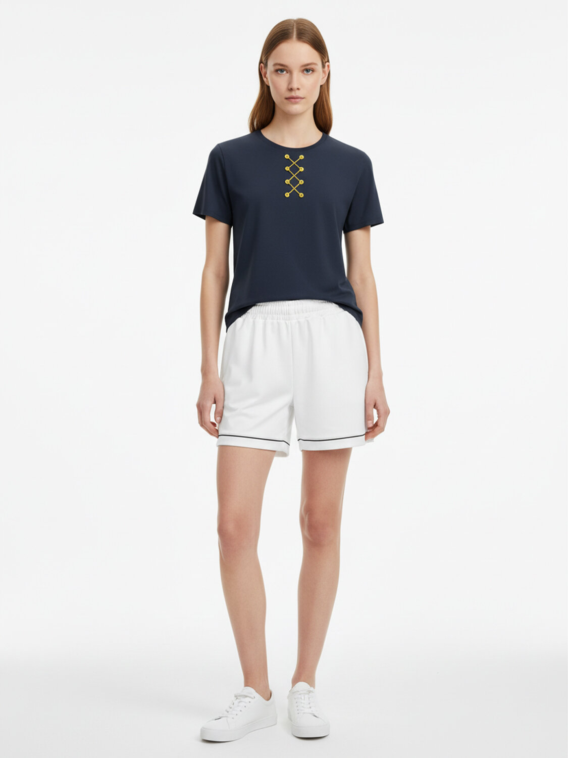 Lacivert Pamuk Dokulu Regular Fit Tişört (1)