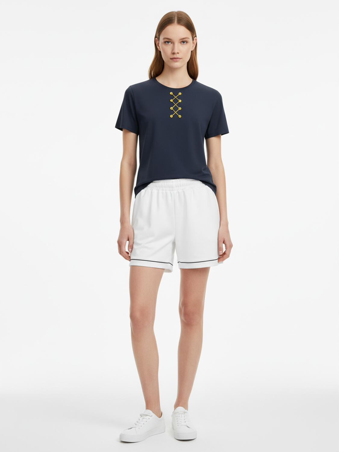 Lacivert Pamuk Dokulu Regular Fit Tişört - 2