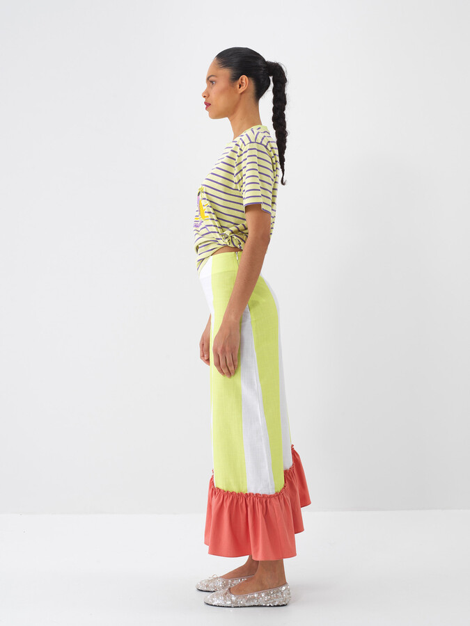 Lila Pamuk Dokulu Oversize Tişört - 5
