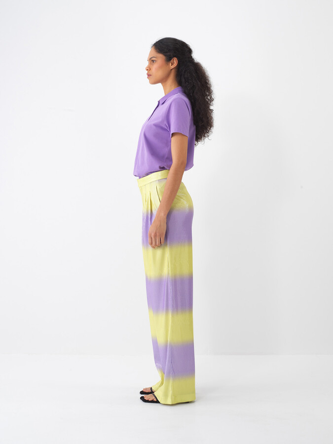 Lila Pamuk Dokulu Regular Fit Tişört - 5