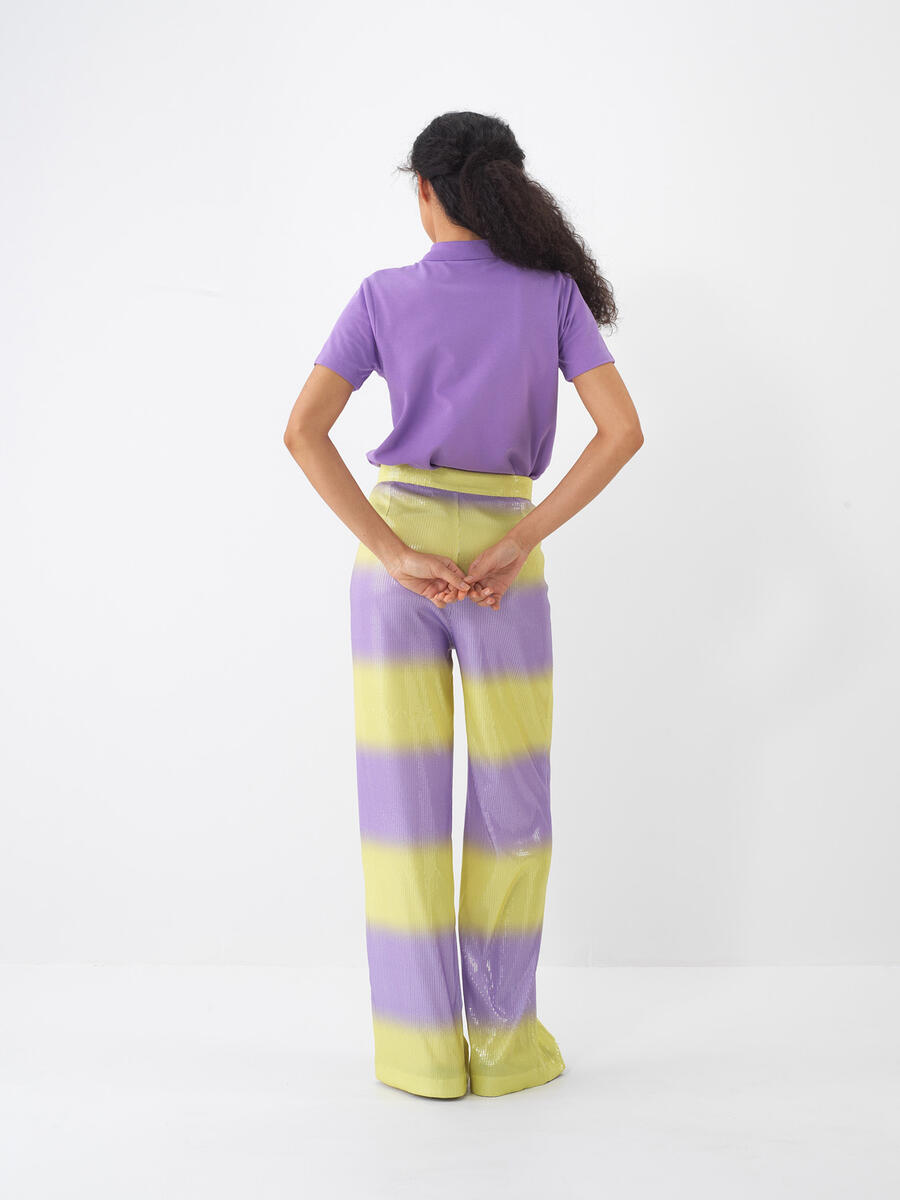Lila Pamuk Dokulu Regular Fit Tişört - 6