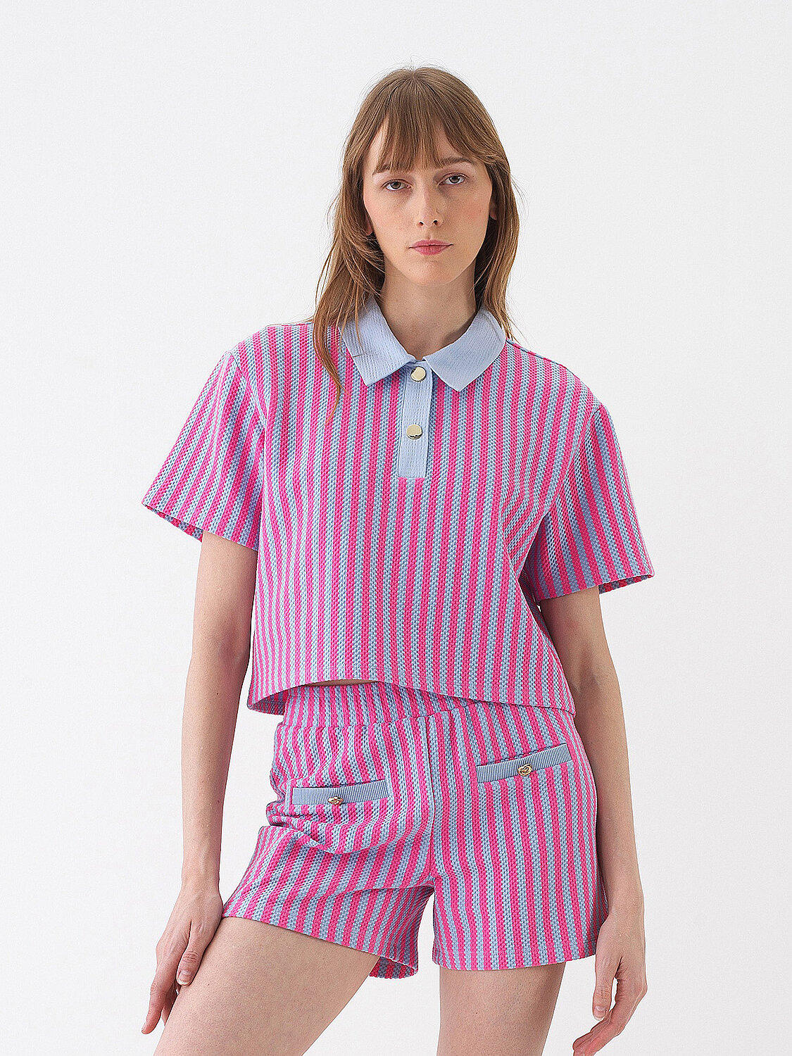 Mavi Pamuk Dokulu Oversize Tişört