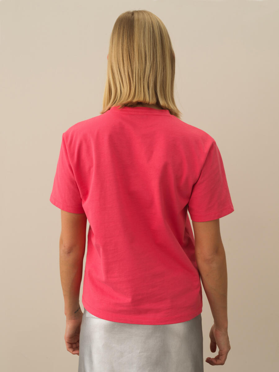 Pembe Pamuk Dokulu Oversize Tişört - 3