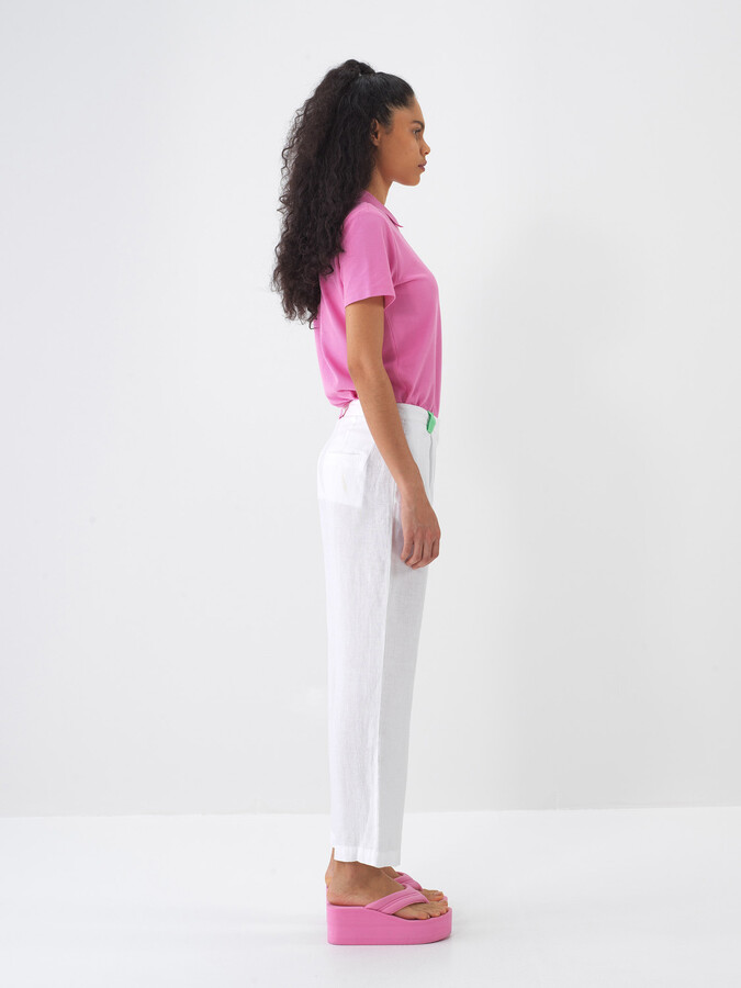 Pembe Pamuk Dokulu Regular Fit Tişört - 4