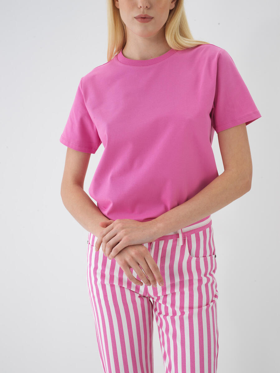 Pembe Pamuk Dokulu Regular Fit Tişört - 2