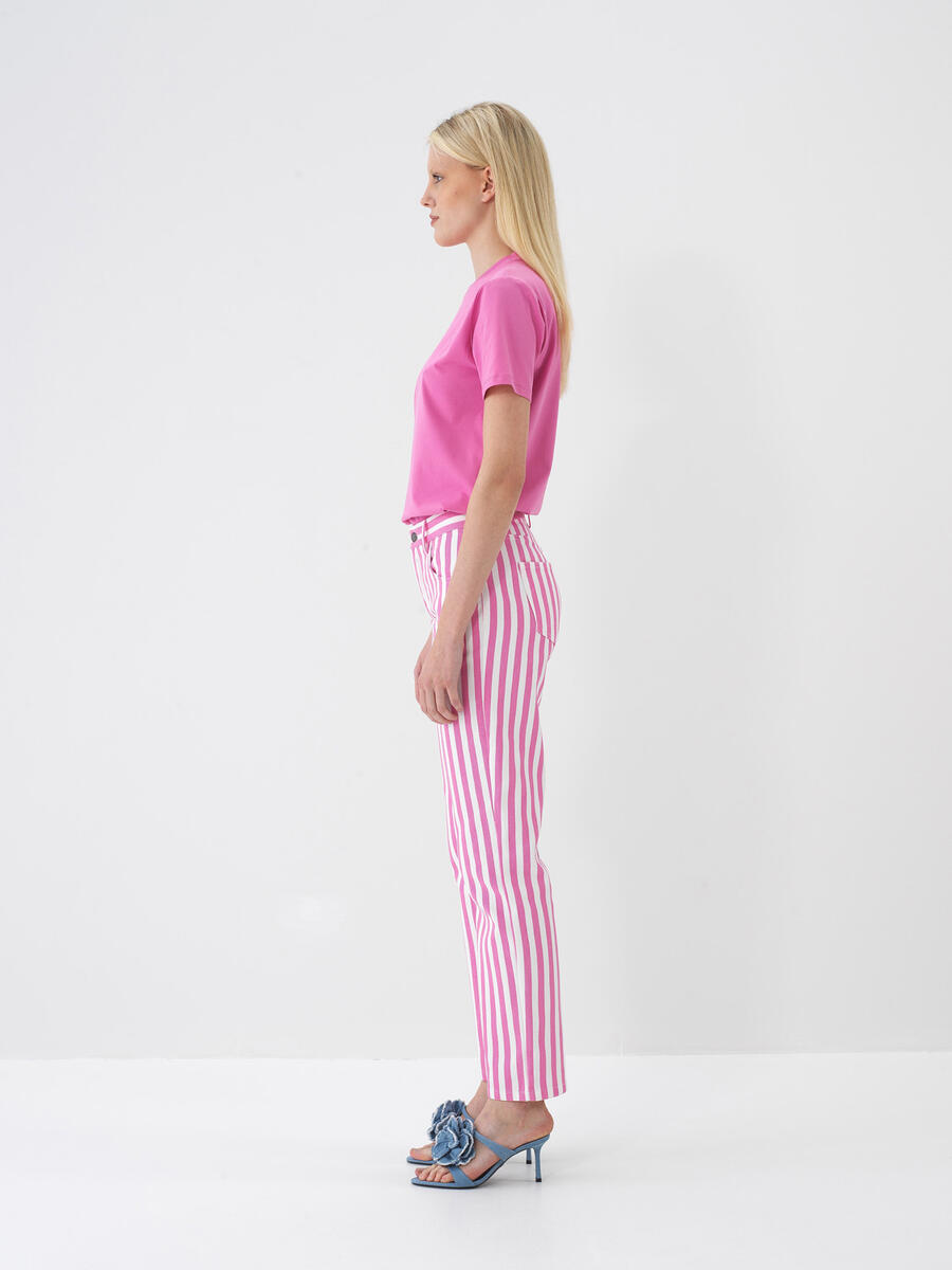 Pembe Pamuk Dokulu Regular Fit Tişört - 5