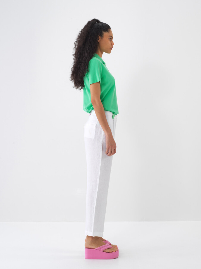 Yeşil Pamuk Dokulu Regular Fit Tişört - 4