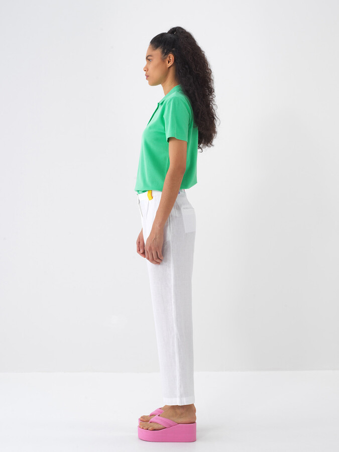 Yeşil Pamuk Dokulu Regular Fit Tişört - 5