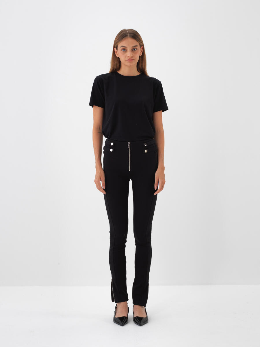 Siyah Modal Dokulu Regular Fit Tişört