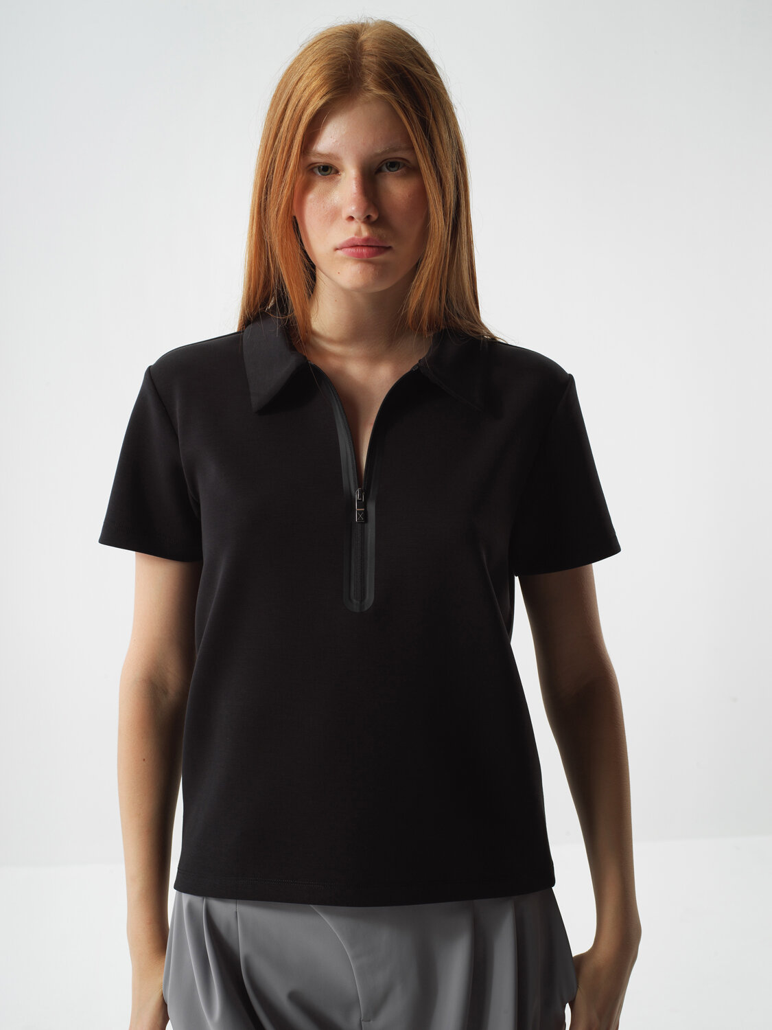 Siyah Modal Dokulu Regular Fit Tişört - Xint