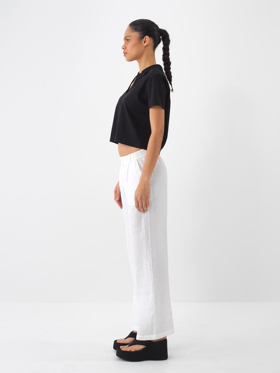 Siyah Pamuk Dokulu Oversize Tişört - 5