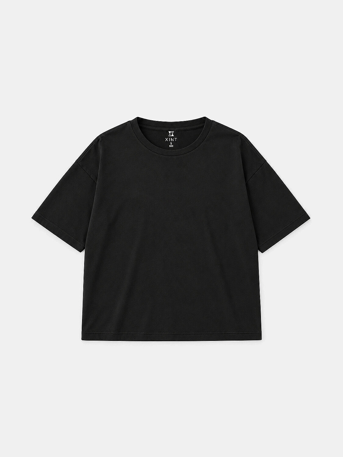 Siyah Pamuk Dokulu Oversize Tişört - 1