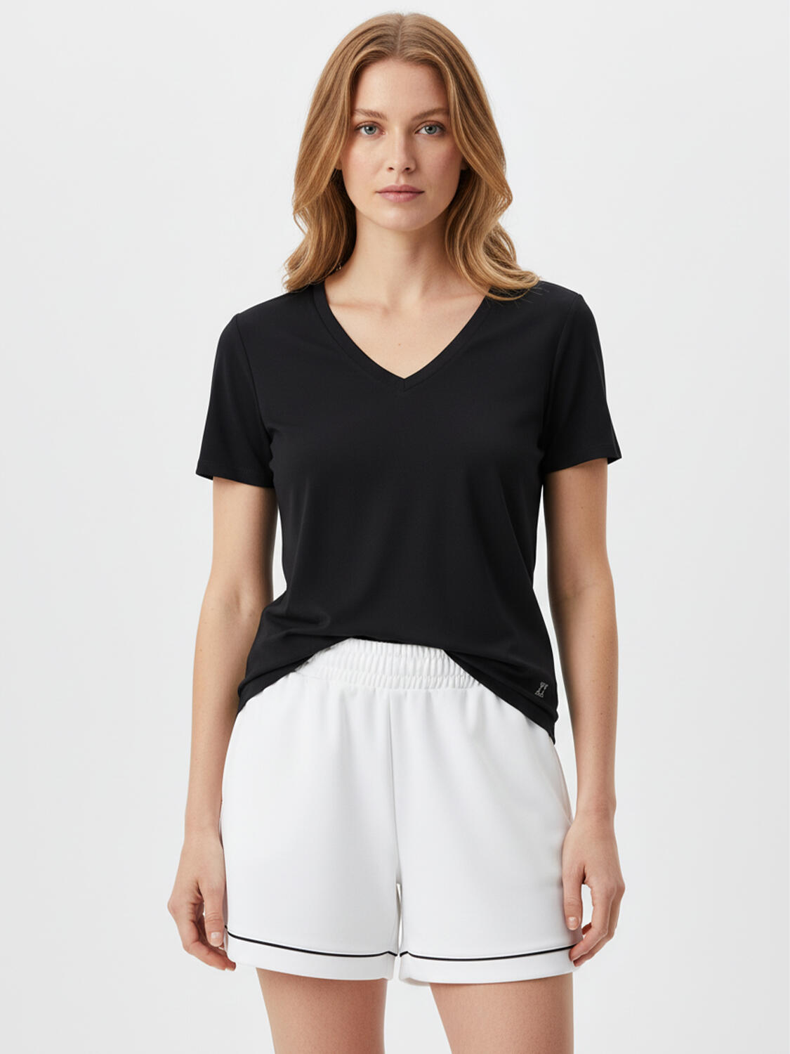 Siyah Pamuk Dokulu Regular Fit Tişört - 1