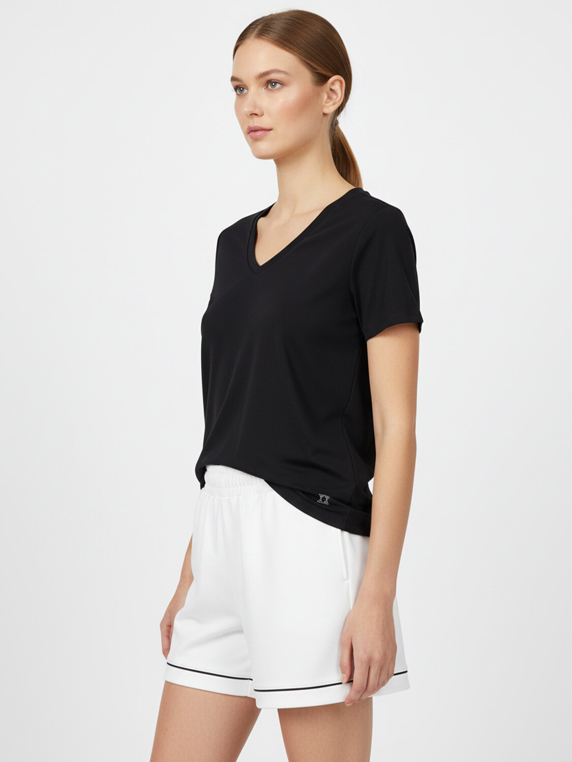 Siyah Pamuk Dokulu Regular Fit Tişört (1)