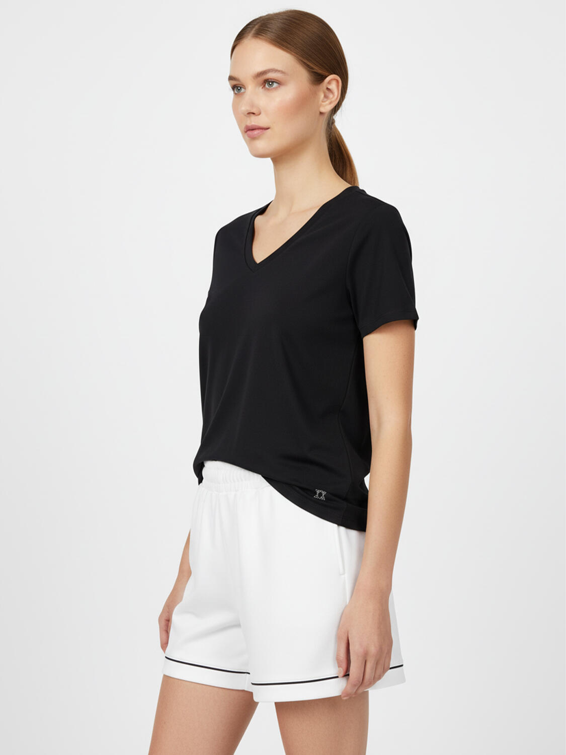 Siyah Pamuk Dokulu Regular Fit Tişört - 2