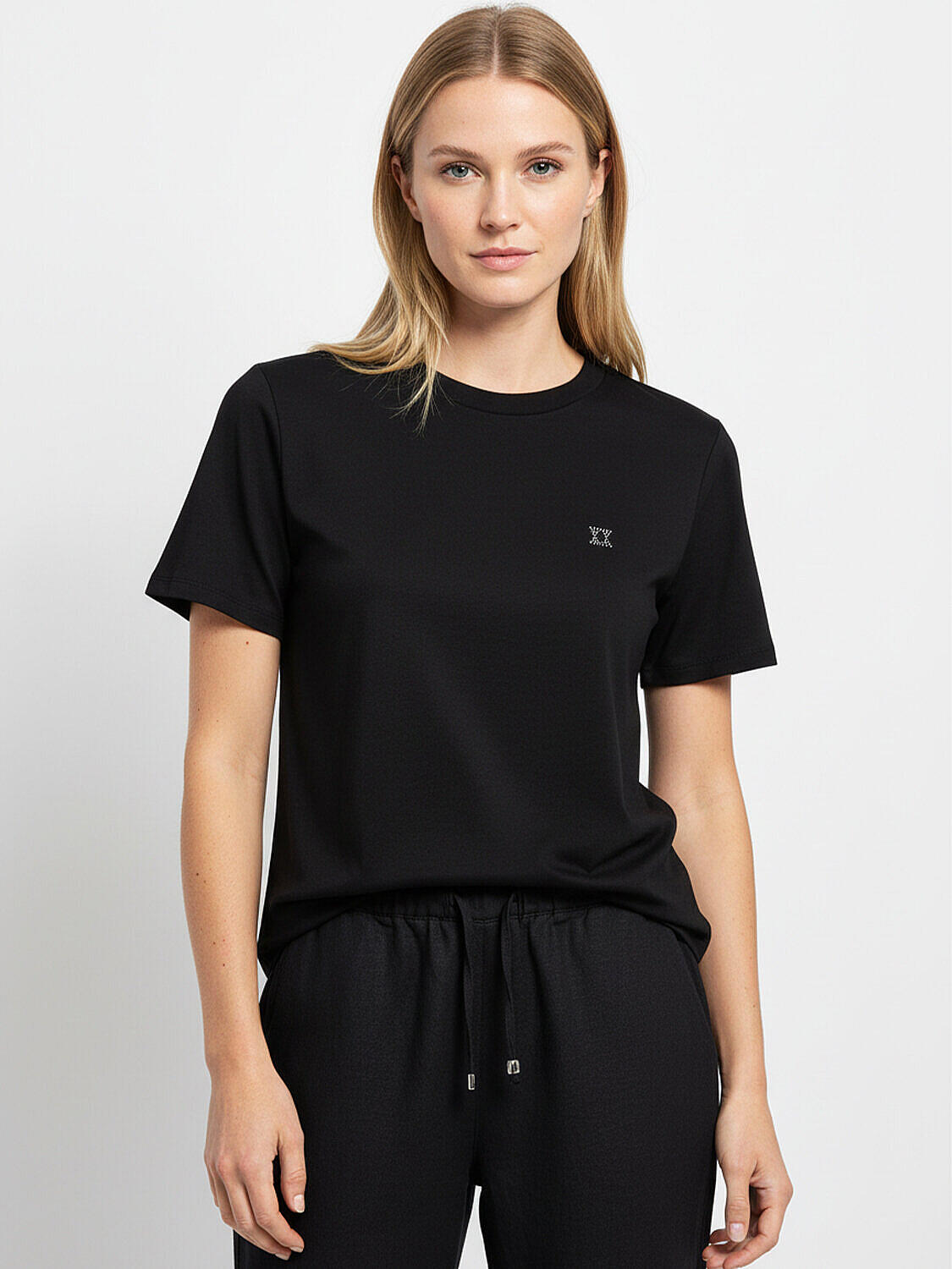 Siyah Pamuk Dokulu Regular Fit Tişört (1)