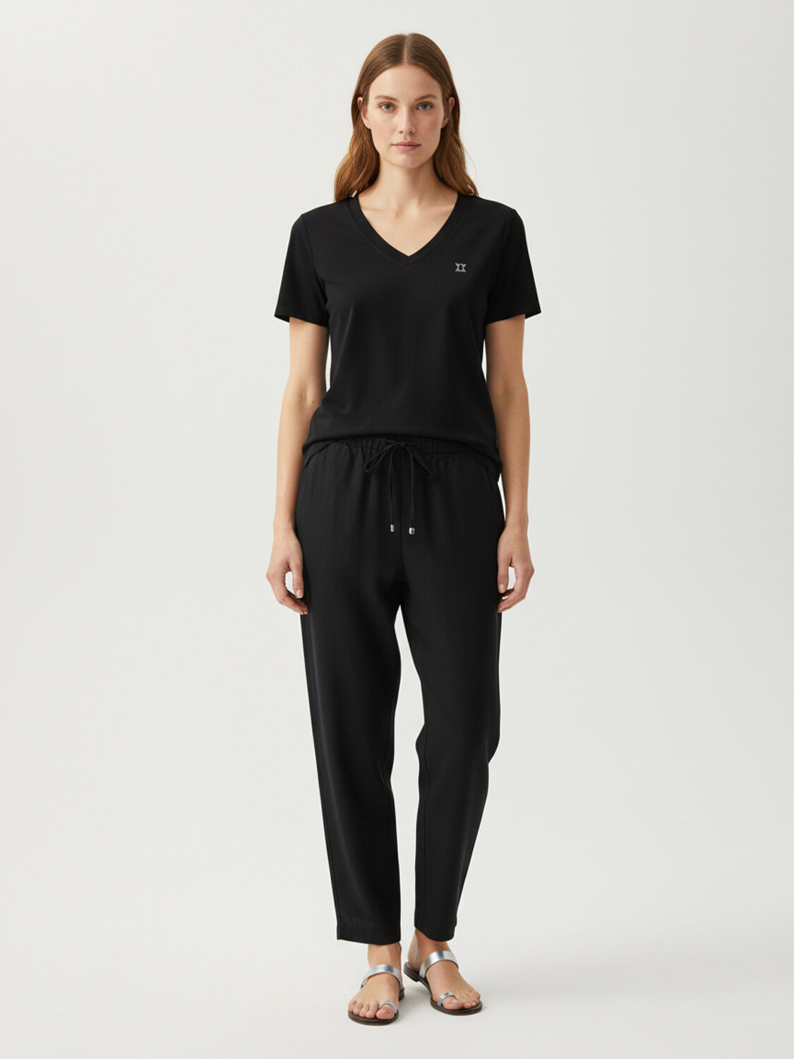 Siyah Pamuk Dokulu Regular Fit Tişört (1)