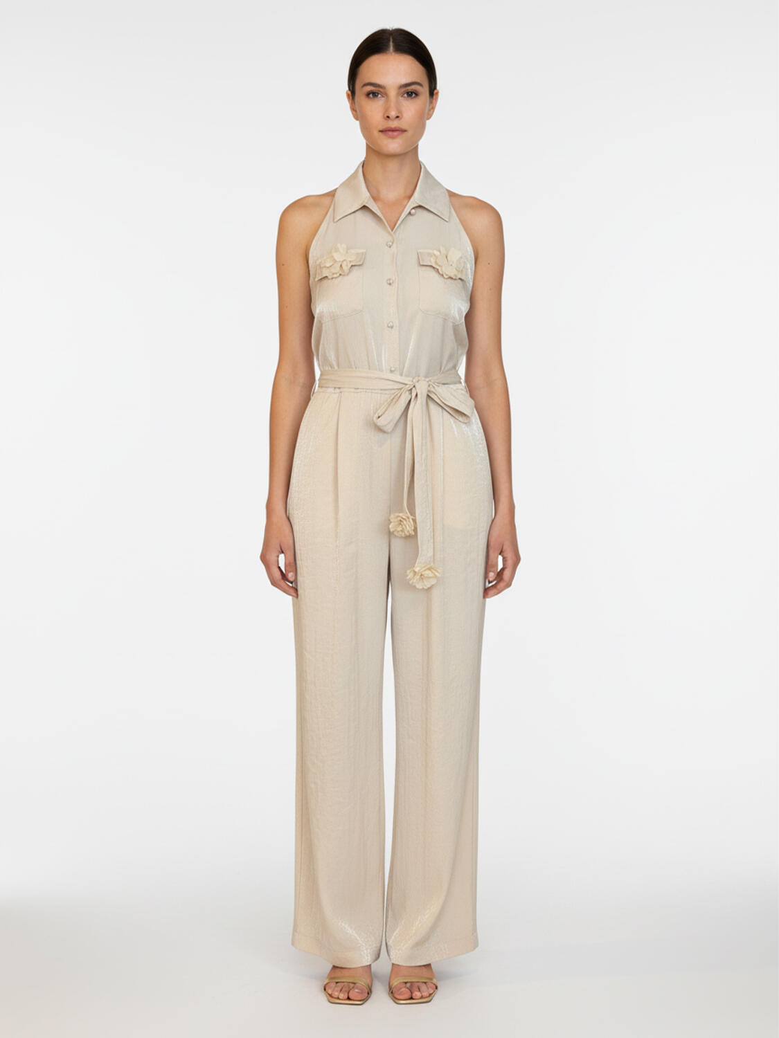 Bej Formunu Koruyan Oversize Tulum - 1