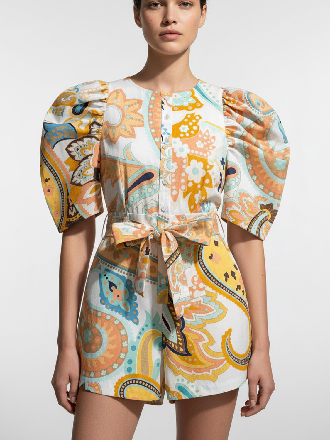 Beyaz Pamuk Dokulu Regular Fit Tulum (1)